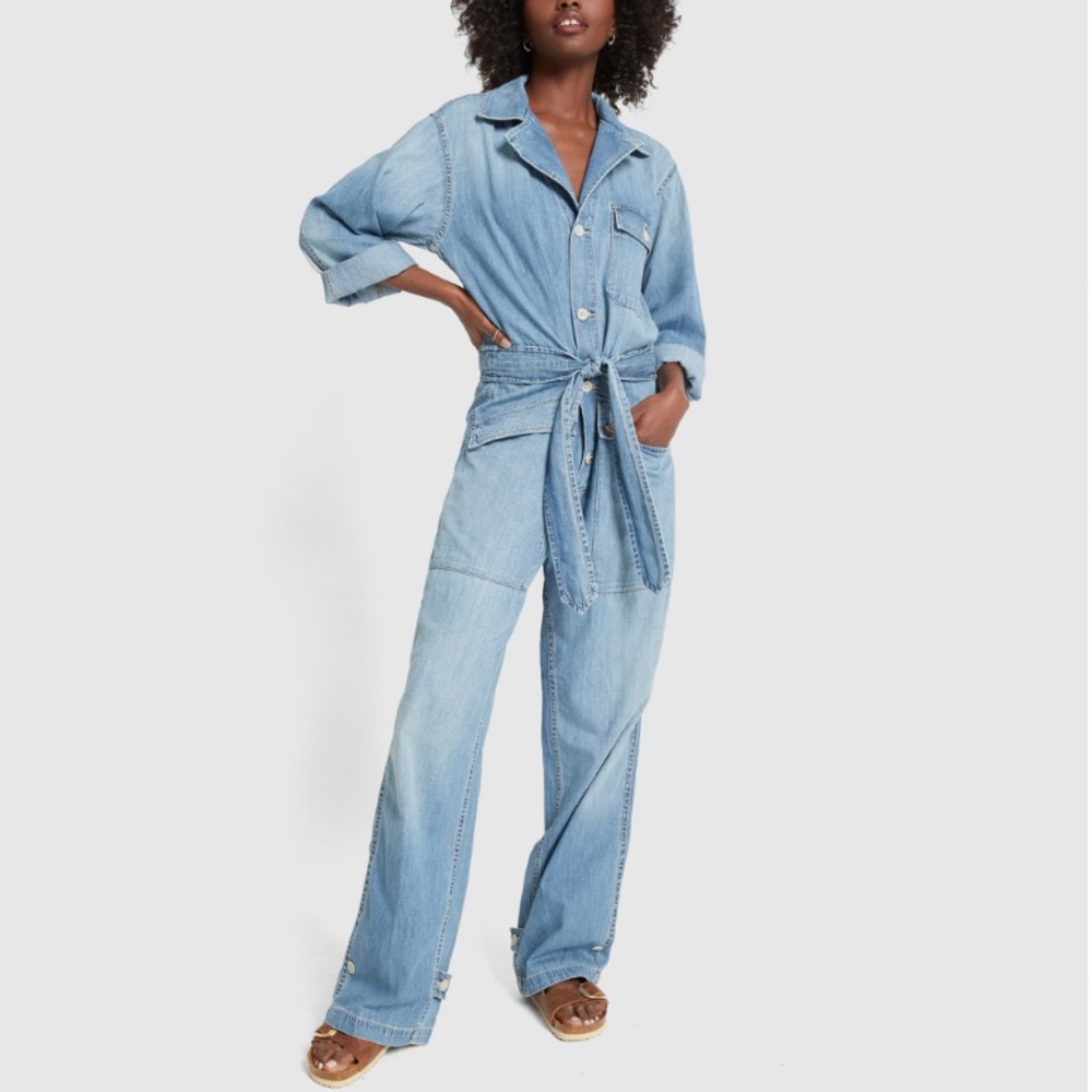 Nili Lotan Aria Jumpsuit in faded denim size XS
